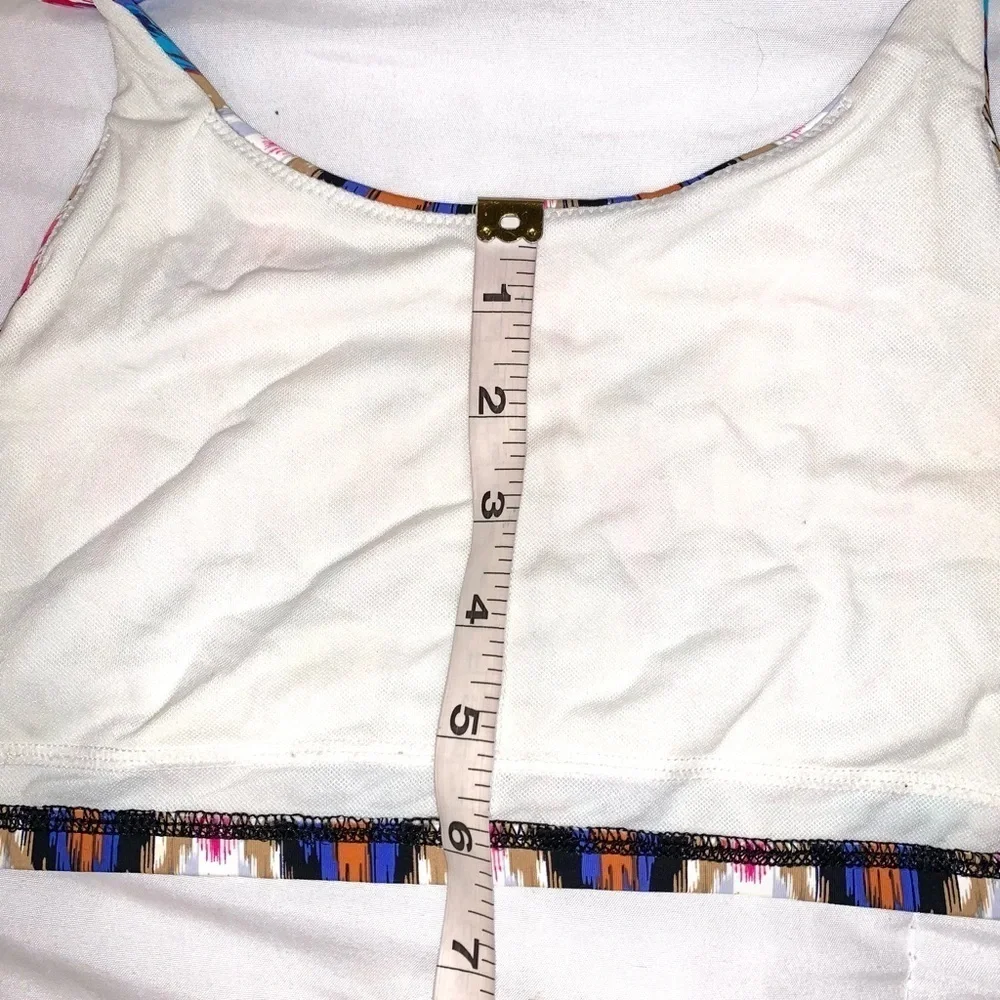 Vintage Bikini Top Multicolor Patterned Women's Medium